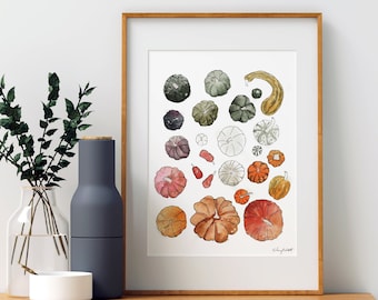 Pumpkins Gourds Wall Art, Watercolor Painting, Pumpkin Art Print, Fall Wall Art, Autumn Decor, Watercolor Pumpkins, Fall Pumpkin Wall Decor