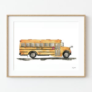 School Bus Wall Art, Construction Nursery Art, Transportation Vehicle, School Bus Print Kids Playroom Art, Nursery Print, Construction Print