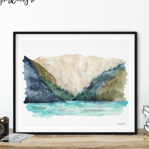 Lake Louise Wall Art, Watercolor Painting, Banff Canada Painting, Banff Landscape, Mountain Art Print, Travel Art, National Parks Art