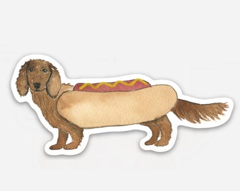 Weenie Dog Sticker, Watercolor Dog Sticker, Dachshund Vinyl Sticker, Dog Lover Gift, 2x3 Die Cut Sticker, Sticker for Labtop and Waterbottle