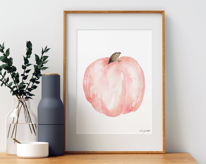 Pink Pumpkin Wall Art, Fall Pumpkin Art Print, Fall Farmhouse Decor, Fall Home Decor, Fall Wall Decor, Pink Fall Art, Autumn Decor Fall Sign