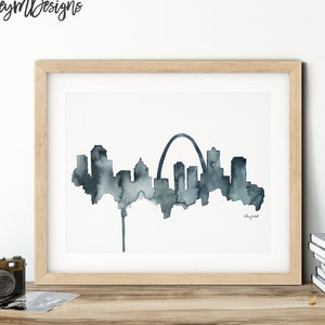 Saint Louis Skyline Print, Watercolor Painting, St Louis Cityscape Art, Travel Poster, St Louis Missouri Print, Gateway Arch, St Louis Arch