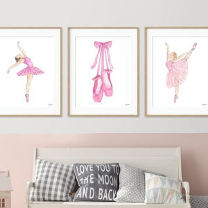 Set of 3 Pink Ballet Art Prints, Girls Ballet Dance Wall Art, Ballerina Nursery Art, Ballerina Bedroom Art, Ballet Wall Decor for Girls