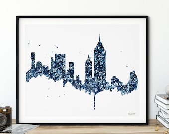 New York City Skyline Print, NYC Cityscape, Glitter Abstract Art, New York Poster, New York City Wall Art, Travel Gift, Abstract Painting