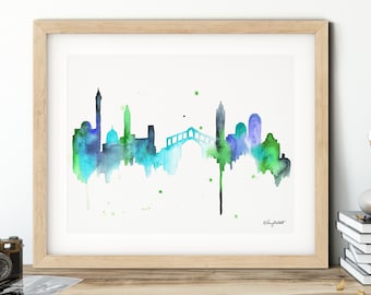 Venice Italy Skyline, Italy cityscape, Venice art print, Bedroom Decor, Italian wall art, City Map Posters, Travel Gift Watercolor Painting