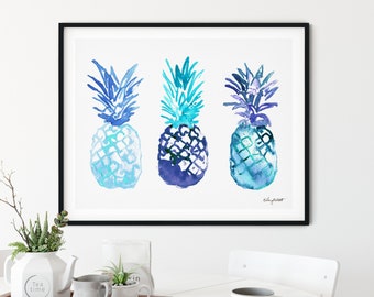 Blue Pineapple Art Print, Kitchen Wall Art, Pineapple Wall Art, Watercolor  Painting, Pineapple Tropical Decor, Fruit Wall Art, Kitchen Decor - Etsy