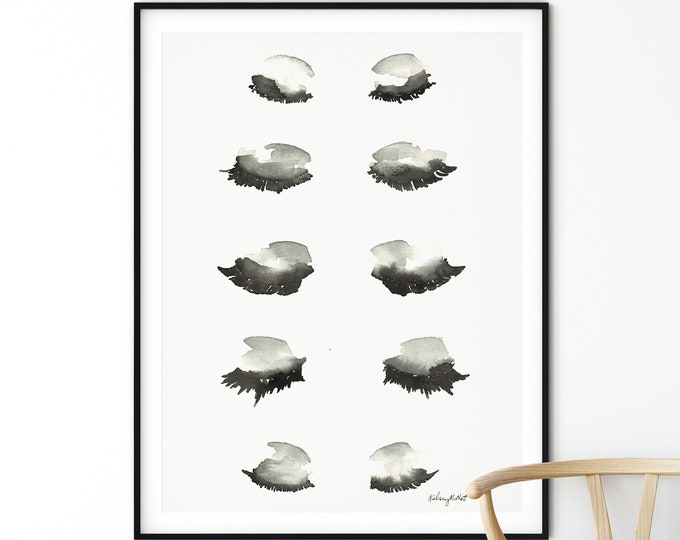 Eye Lashes Wall Art, Glamour Fashion Art Print, Makeup Wall Art, Bathroom Decor, Lashes Art Print, Watercolor Painting, Eyelash Wall Print