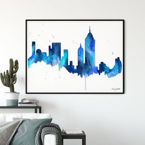 New York City Skyline Print, NYC Cityscape, NYC Skyline Painting, Watercolor Painting New York, New York City Travel Poster, Travel Gift