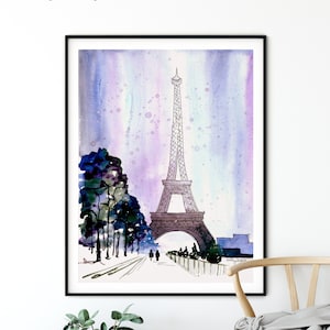 Winter in Paris Watercolor Painting, Eiffel Tower Print, Paris Wall Art, Paris Poster, Eiffel Tower Art, Travel Poster, Paris Home Decor