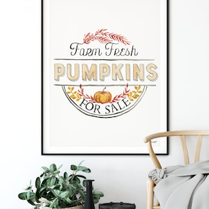 Farm Fresh Pumpkins, Pumpkin Wall Art, Fall Art Print, Fall Farmhouse Art, Fall Home Decor, Harvest Fall, Autumn Decor, Watercolor Fall