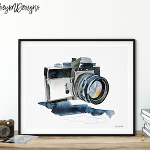 Vintage Camera Print, Camera Watercolor Painting, Vintage Camera, Photographer Art, Photographer gift, Watercolor Camera, Camera Decor