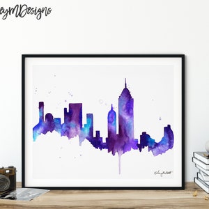 New York City Skyline Print, NYC Cityscape, NYC Skyline Painting, Watercolor Painting New York, New York City Travel Poster, Travel Gift