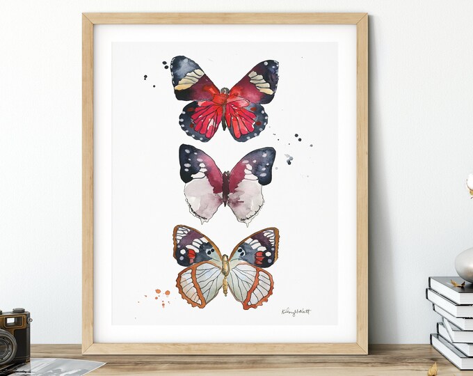 Butterfly Print, Butterflies Poster Watercolor Painting Decor, Watercolor Butterfly, Vintage butterfly, IInsect Illustration, Biology Poster