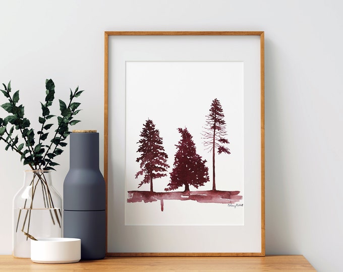 Tree Study - Watercolor painting, Forest Print, Nature Print, Landscape Art, Home Decor, Wall Art, Tree, Living Room Decor, Woodland
