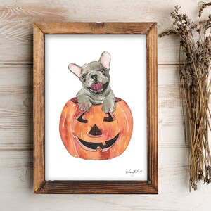 Halloween Pumpkin Dog Wall Art, Pumpkin Art Print, Fall Home Decor, Fall Wall Art, Halloween Art Print, Halloween Home Decor, Carved Pumpkin