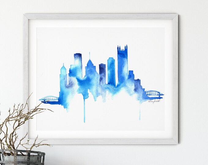 Pittsburgh Art Print, Pittsburgh Skyline Poster, Cityscape Wall art, Pittsburgh Pennsylvania Skyline, City poster, Travel Decor, City Map