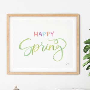 Happy Spring Print, Spring Sign Farmhouse, Pastel Home Decor ...