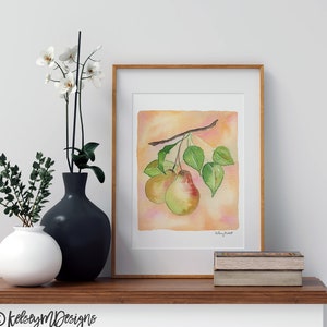 Pears Wall Art, Fruit Wall Decor, Watercolor Painting, Kitchen Wall art, Pear Illustration, Kitchen Decor, Watercolor Fruit Print, Pear Art