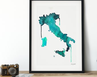 Italy map, watercolor print, Italy map poster, Wall art, Italy map print, Travel decor, Italy Map, Travel Poster, Watercolor Map Travel Gift