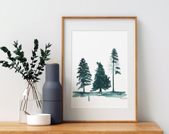 Tree Study - Watercolor painting, Forest Print, Nature Print, Landscape Art, Home Decor, Wall Art, Tree, Living Room Decor, Woodland