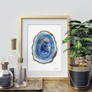 Achat Scheibe Kunst, Geode Druck, Achat Druck, Geode Wandkunst, Achat Scheibe Kunst, Geode Slice Kunst Achat Aquarell, Edelstein und Mineral Kunst Geode Kunst Bild 1