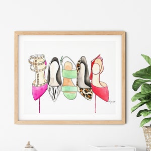 Fashion Illustration Wall Art, High Heel Shoes Art Print, Watercolor Painting, Fashion Home Decor, Girl Room Wall Art, Teen Girl Home Decor