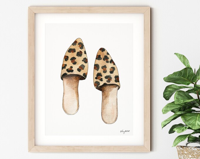 Leopard Shoe Art Print, Fashion Wall Art, Fashion Illustration, Leopard Home Decor, Leopard Print Wall Art, Watercolor Painting