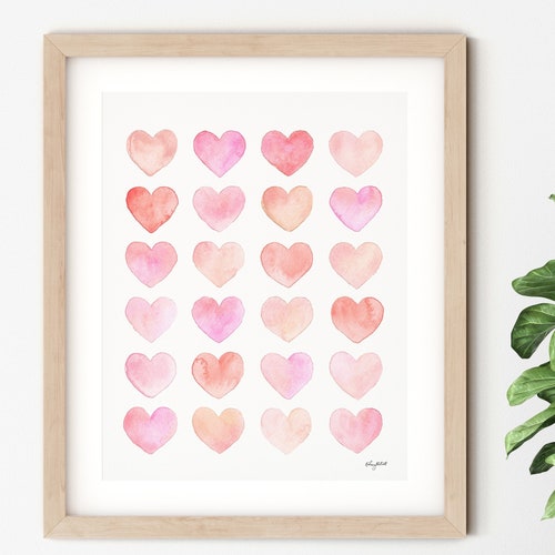 Blush Pink Hearts Wall Art Blush Nursery Art Kids Room Wall Etsy