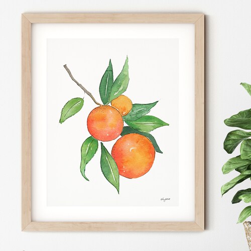 Oranges Wall Art Fruit Art Print Botanical Watercolor Etsy