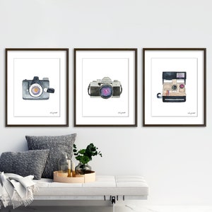 Set of 3 Vintage Camera Art Prints, Camera Watercolor Painting, Photographer Art, Photographer gift, Watercolor Camera, Camera Posters