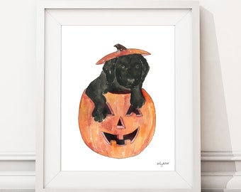 Halloween Pumpkin Dog Art Print, Pumpkin Wall Art, Fall Home Decor, Fall Art Print, Halloween Wall Art, Halloween Home Decor, Carved Pumpkin