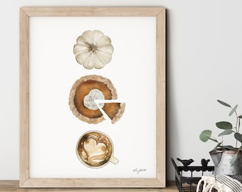 Pumpkin Spice Wall Art, Kitchen Decor, Fall Home Decor, Fall Art Print, Coffee Wall Art, Pumpkin Spice, Pumpkin Pie, Fall Kitchen Wall Art