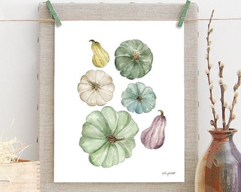 Pumpkins Gourds Wall Art, Watercolor Painting, Pumpkin Art Print, Fall Wall Art, Autumn Decor, Watercolor Pumpkins, Fall Pumpkin Wall Decor