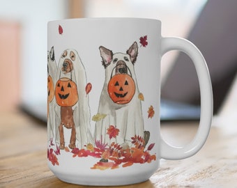 Halloween Dogs Fall Mug, Fall Coffee Mug, Fall Decor, 15 oz Mug, Pumpkin Spice Latte, Coffee Mug, Fall Home, Happy Howloween Coffee Cup