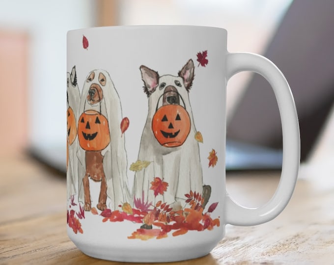 Halloween Dogs Fall Mug, Fall Coffee Mug, Fall Decor, 15 oz Mug, Pumpkin Spice Latte, Coffee Mug, Fall Home, Happy Howloween Coffee Cup