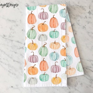 Colorful Pumpkin Kitchen Towel, Fall Kitchen Decor, Fall Home, Dish Towel, Pumpkin Tea Towel, Fall Dishcloth, Fall Farmhouse Decor