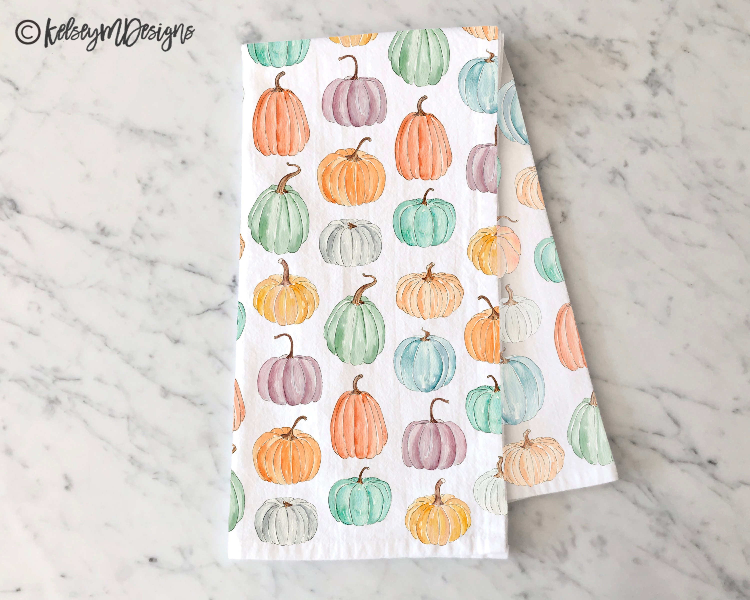 Fall Cream Neutral Pumpkins CUSTOM Soft Tea Towel Dish Towel