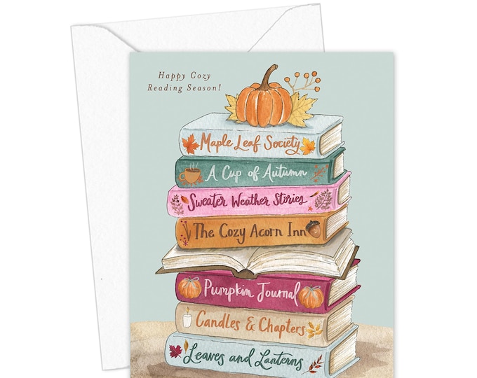 Happy Cozy Reading Season Greeting Card, Fall Book Lover Card, Autumn Reading Card, Cozy Bookish Gift for Readers & Book Club Friends