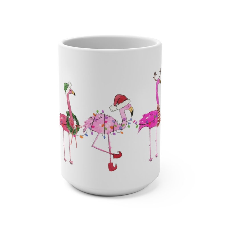 Tasse à flamant rose des Fêtes, Tasse à café de Noël, Décor de Noël, Tasse de 15 oz, Tasse à café flamant rose, Cuisine de Vacances, Flamant rose Noël image 6