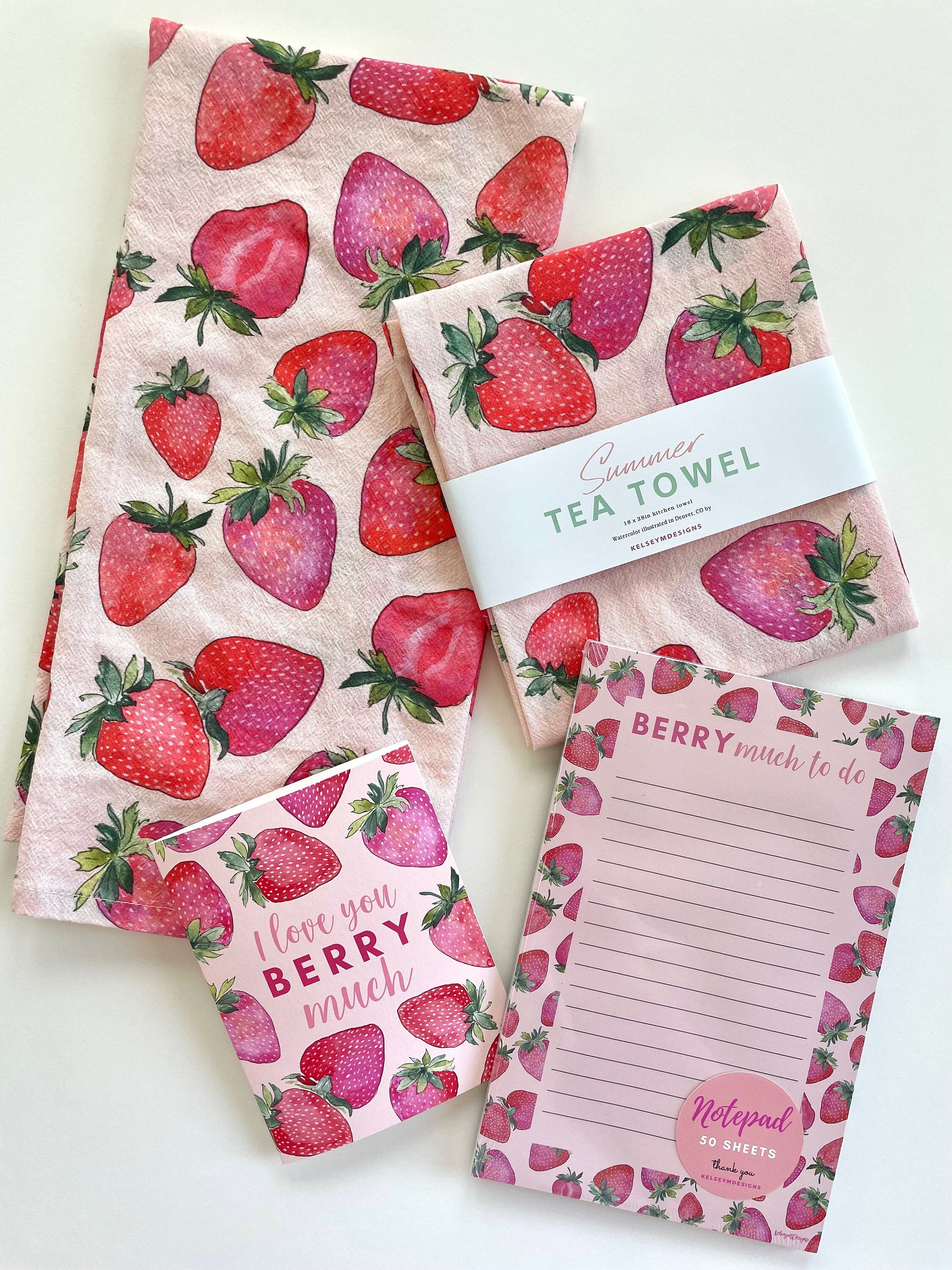 Strawberry embroidered kitchen towel set – Hum Dastkaar