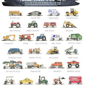 Set of 6 Construction Vehicle Prints Kids Gallery Wall Set - Etsy