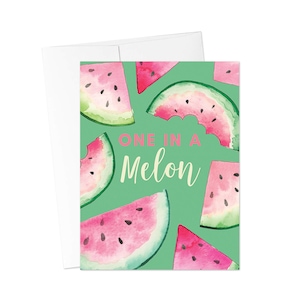 TÄGLICHE GRUSSKARTEN, eine in einer Melonenkarte, ermutigende Karten, inspirierende Grußkarte, Wassermelonen-Wortspielkarte, Motivationskarte