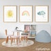 Set of 3 Sun Rainbow Cloud Prints, Rainbow Print, Girls Rainbow Wall Art, Kids Room Wall Decor, Nursery Watercolor, Boho Rainbow Art Set 