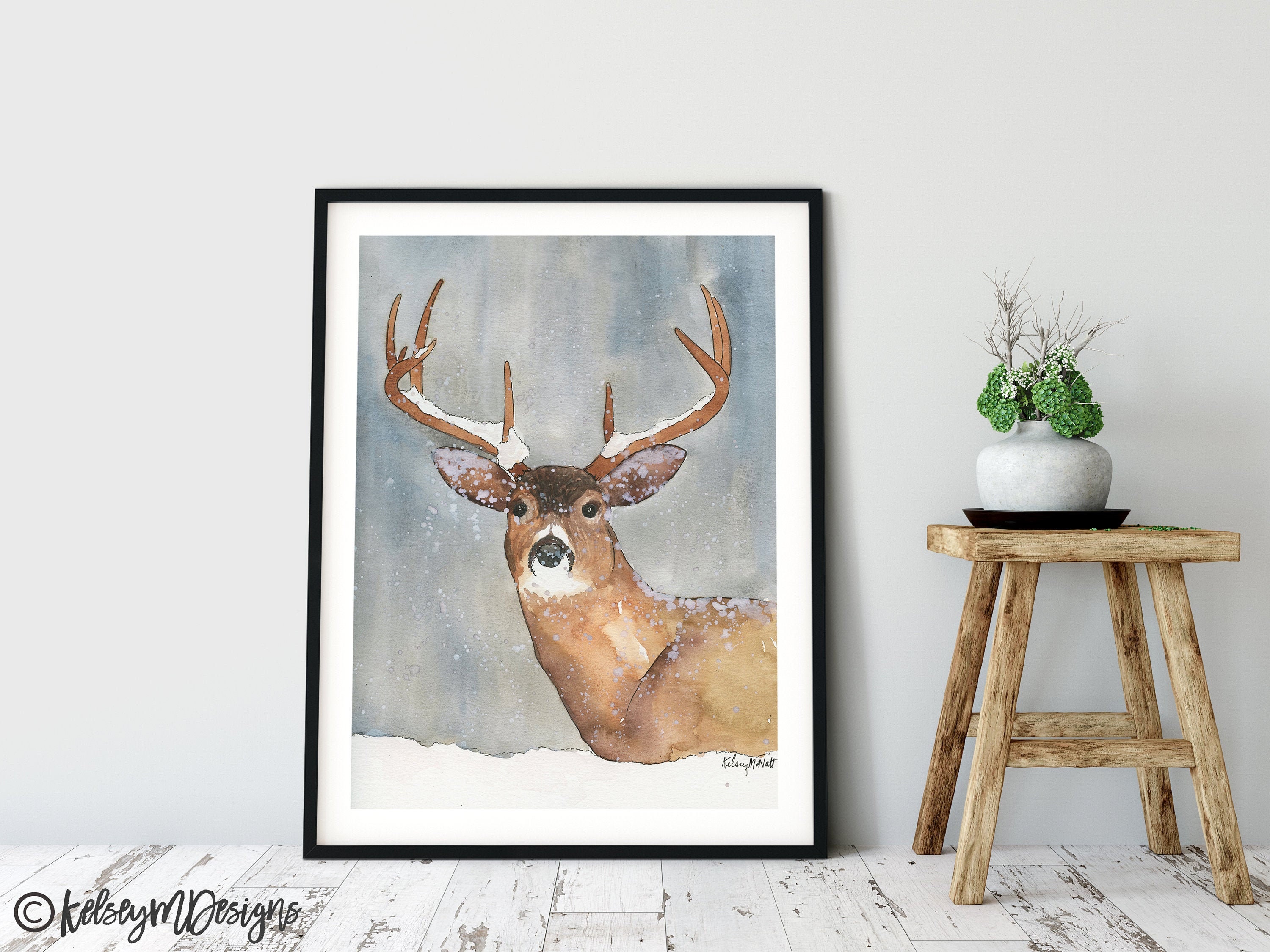 Antlers No 1 Art Print Antler Painting Antler Watercolor Painting