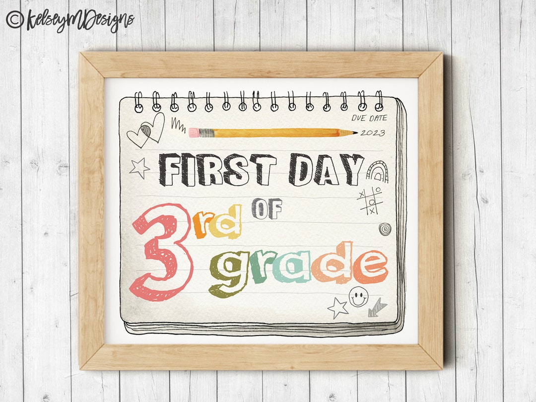 First Day of Third Grade Printable Sign First Day of School Etsy First Day of Third Grade Printable Sign First Day of School Etsy