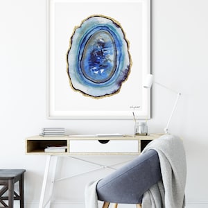 Achat Scheibe Kunst, Geode Druck, Achat Druck, Geode Wandkunst, Achat Scheibe Kunst, Geode Slice Kunst Achat Aquarell, Edelstein und Mineral Kunst Geode Kunst Bild 4