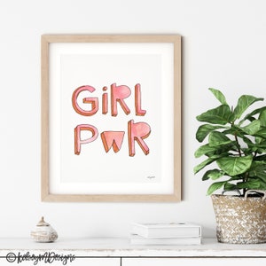 Girl Power Wall Art, Girl Kids Room Art, Girl Room Decor, Pink Nursery Art, Kids Room decor, Girl Power Quote Art, Feminist Art Print