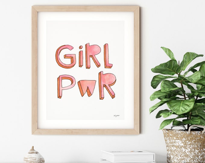 Girl Power Wall Art, Girl Kids Room Art, Girl Room Decor, Pink Nursery Art, Kids Room decor, Girl Power Quote Art, Feminist Art Print