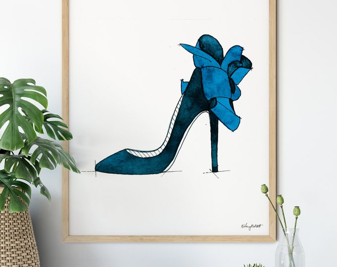Louboutin High Heels Wall Art, Fashion Illustration, Watercolor Painting, Fashion wall art, Shoe Fashion prints, Fashion Home Decor