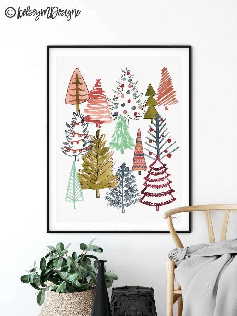 Christmas Tree Art Print Christmas Wall Art Seasonal Home Etsy